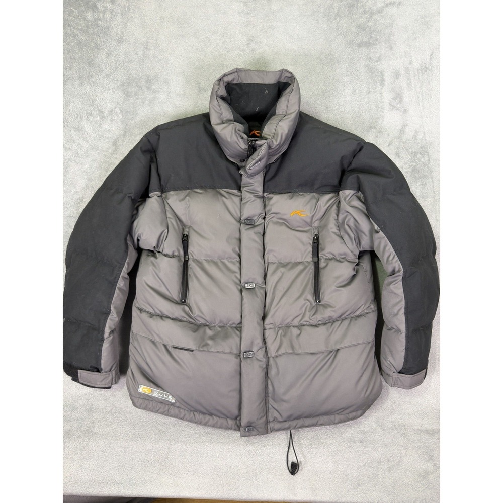 KJUS Puffer Quilted Jacket Mens Large‎ Gray Full Zip Winter Coat